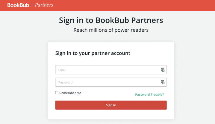 BookBub Partners Sign in BeBookSharp