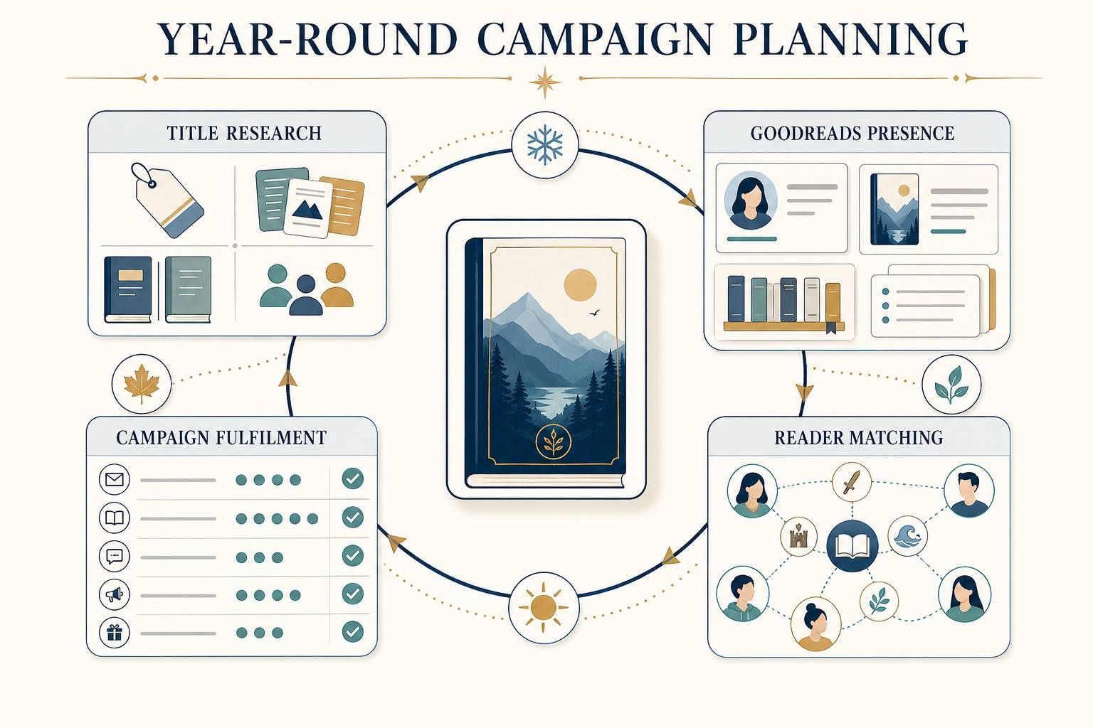 Year-round Goodreads campaign planning through title research, reader matching and campaign fulfilment