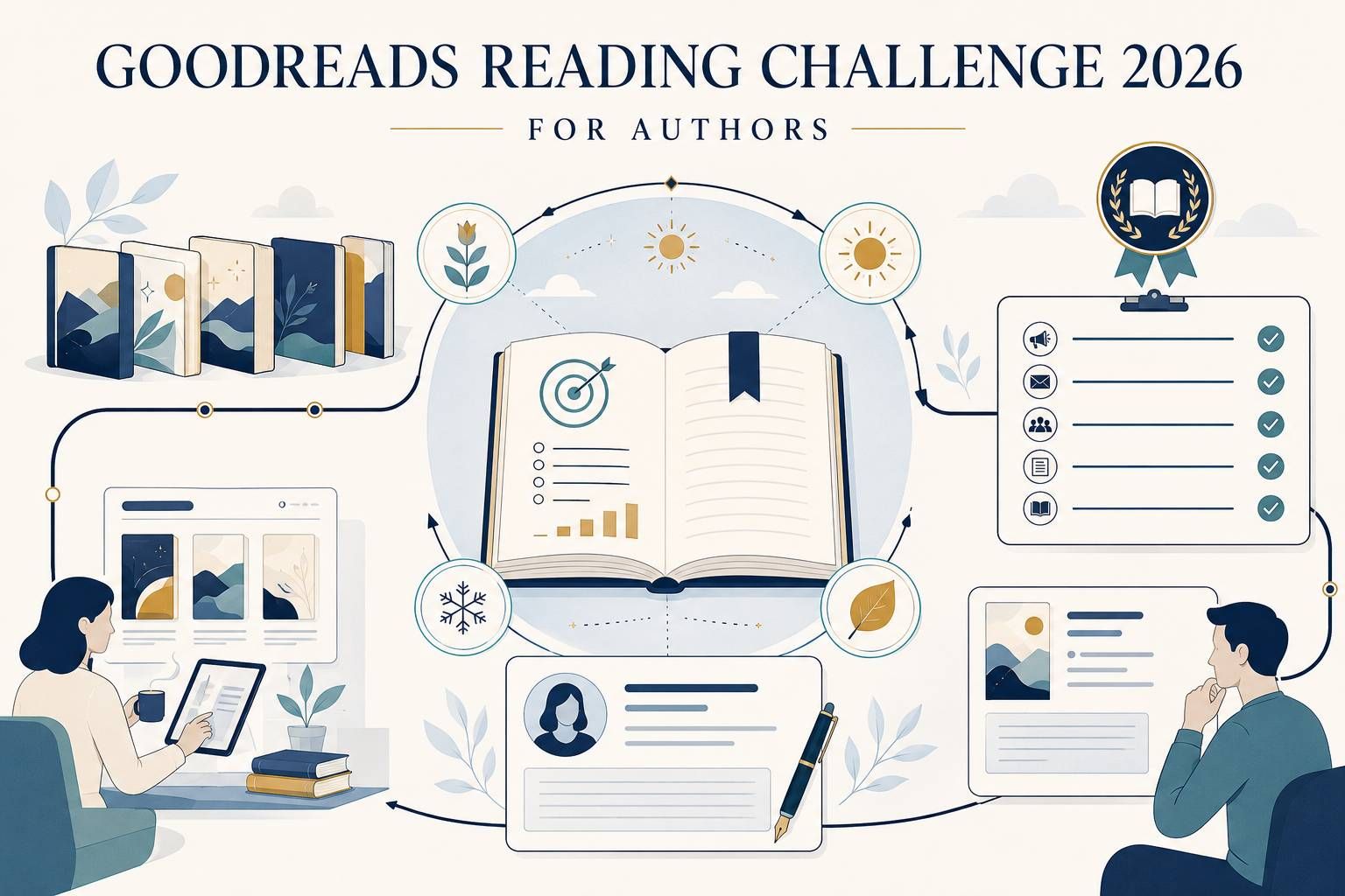 Goodreads Reading Challenge 2026 guide showing year-round reader and book-discovery pathways