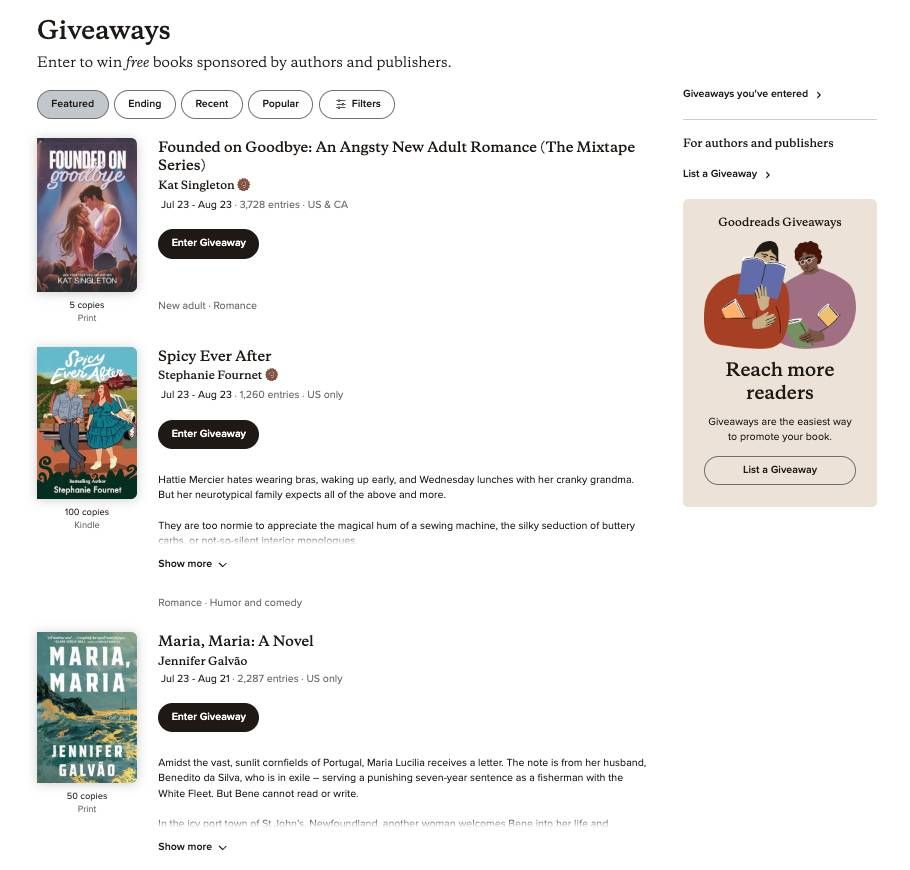 Goodreads giveaway pathways connecting books with interested readers
